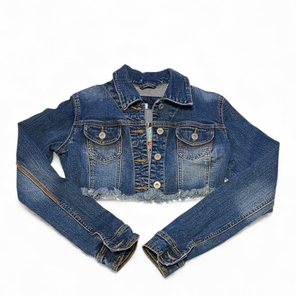 Ynq Jackets & Blazers - Ynq Women's Blue Denim Jean Jacket size S , for Women’s , with butterfly